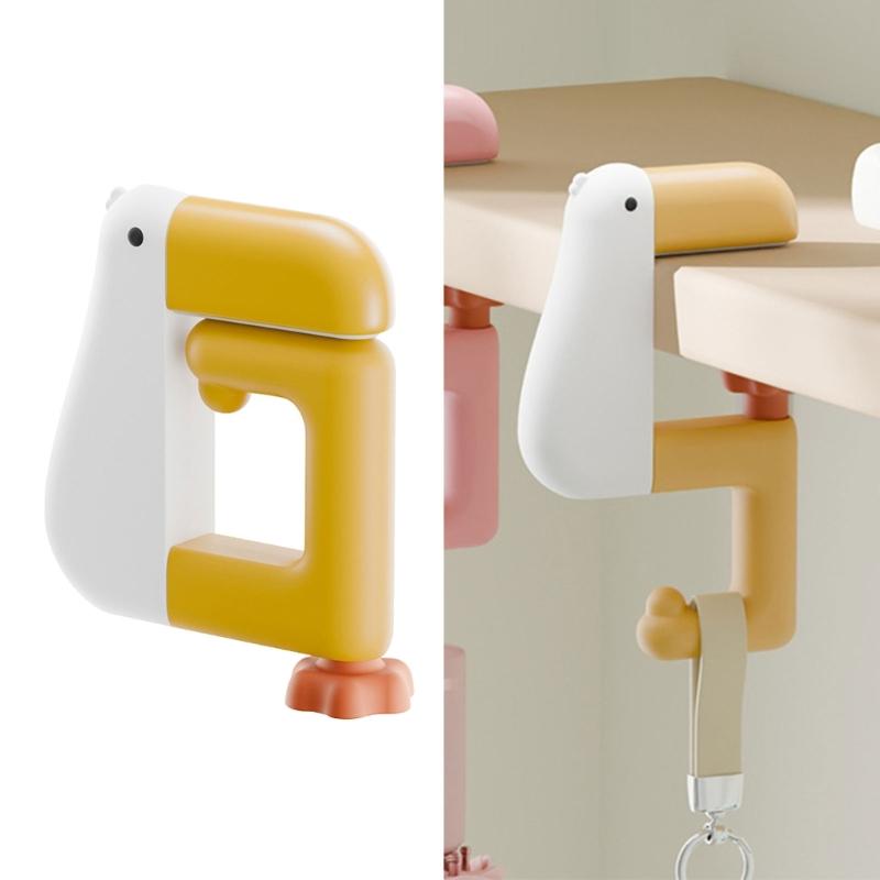 Pack of 2 Duck Shaped Space Saving Under Desk Schoolbag Hanger Bag Hanging Hook for Keys Umbrellas Cups Office Home Use