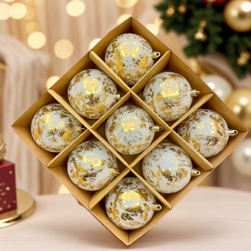 2025 Cross Border New Ink Style Christmas Ball, Sparkling Powder and Hand Drawn Christmas Ball Decoration Window Pendant