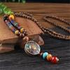 Handmade Nepal Buddhist Mala Bead Pendant Necklace Ethnic Wooden Bead Long Jewelry Gifts For Women
