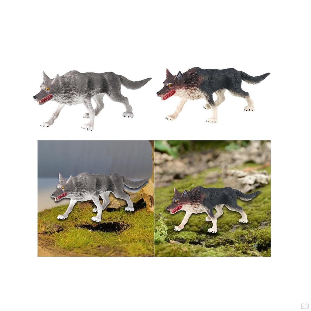Mini Wolf Figurine Early Educational Toy Collection Crafts Realistic Detailed Action Figure for