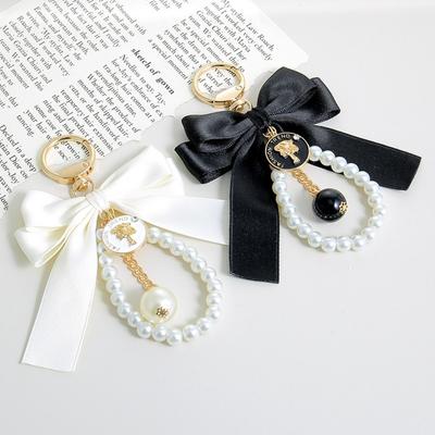 Pearl Chain Bow Key Chain Big Bow Car Key Holder Fashion Car Keychain