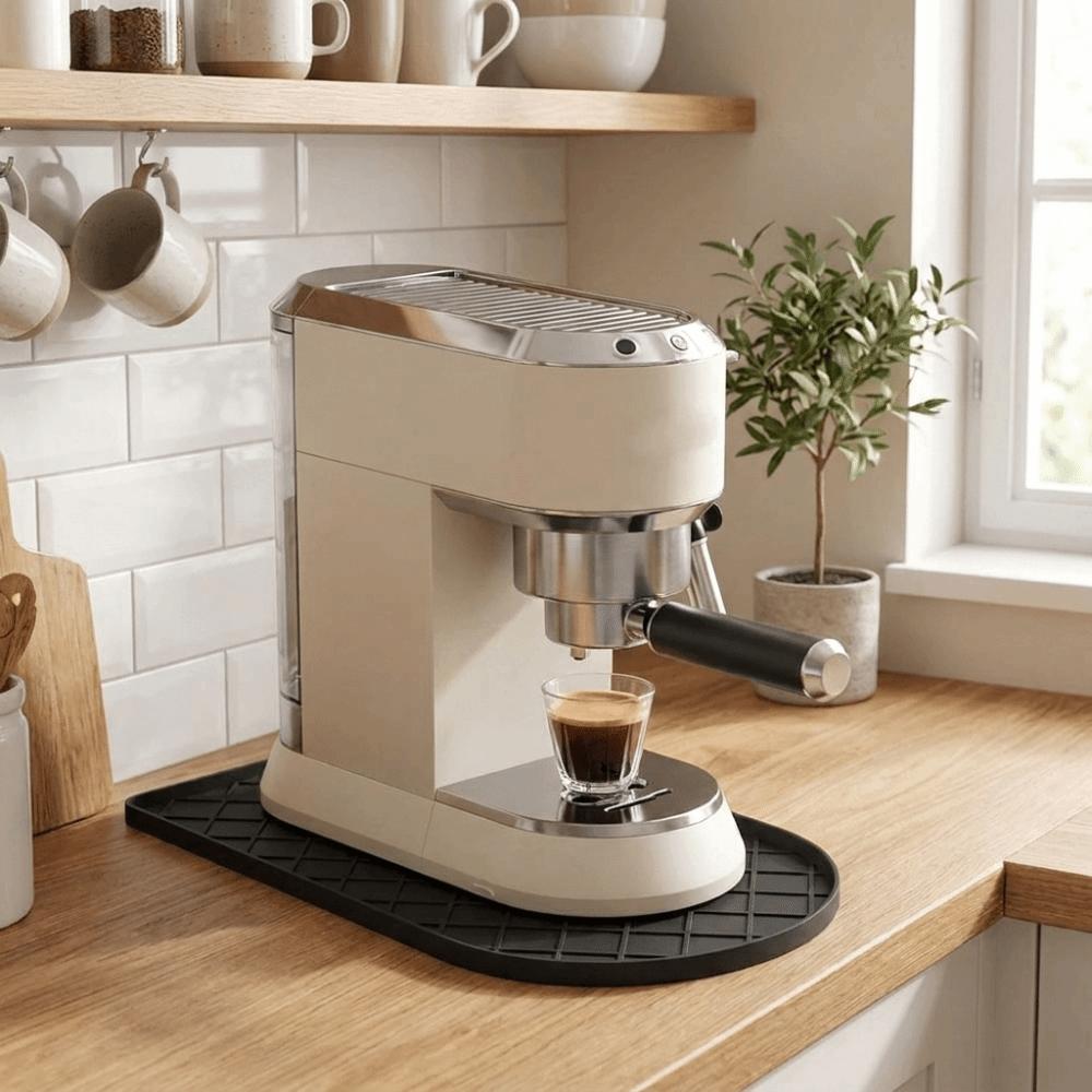 Non-Slip Silicone Coffee Machine Mat Leak-Proof Raised Edge Portable Cup Holder Heat-Resistant Easy Clean Coffee Machine Pad