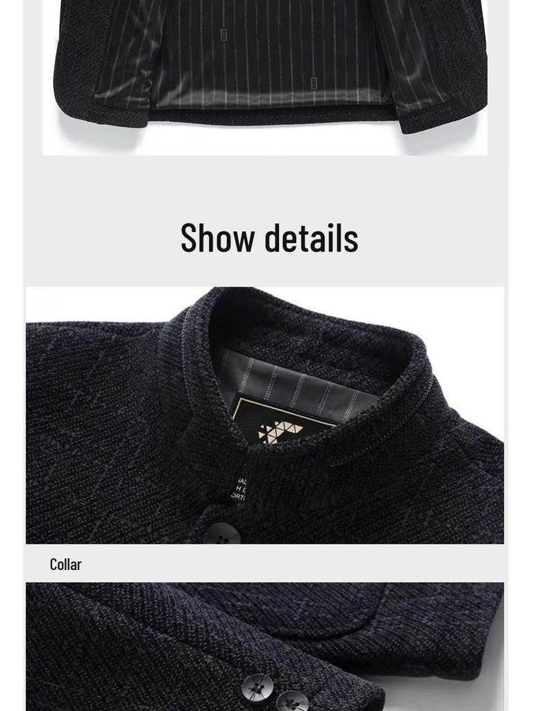 Chenille Wool Jacket for Middle-Aged & Elderly Men - Spring/Autumn Style, Warm & Casual Top for Dad or Grandpa