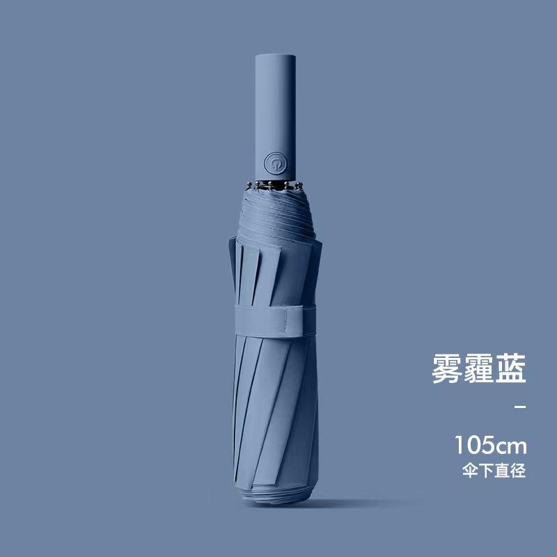 

Преміальна автоматична парасолька з 12 ребрами - Миттєве відкривання/закривання Захист від УФ-променів UPF50+ Компактна складана парасолька від сонця/дощу для оптового продажу Iron&10K синій