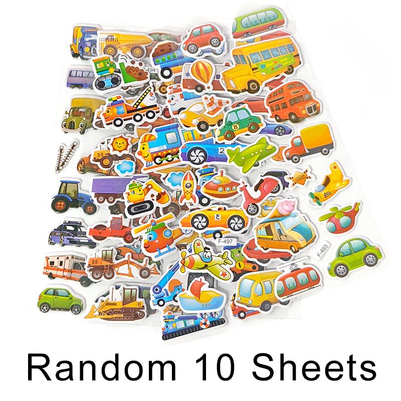 3D Puffy Vehicle Stickers Random 5/10 Sheets Reward Decoration Sticker Birthday Festival Holiday Ornament Gift Girl Boy JGC ZYF