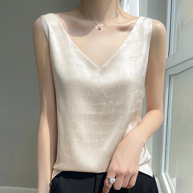 Γυναικείο καλοκαιρινό τοπ από μεταξωτό μετάξι μουριάς, αναπνεύσιμο δροσερό τοπ από 50% μετάξι, λεπτό τοπ με 50% πολυεστερικές ίνες