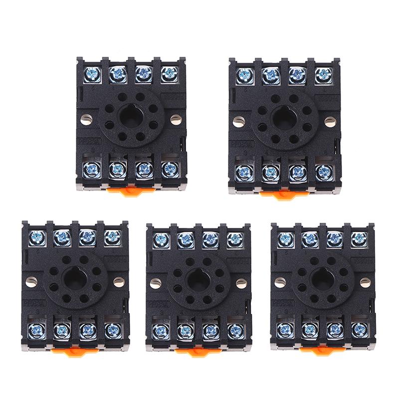 1/5Pcs Pf083A Power Relay Base Socket 8 Pins Relay Socket For Mk2P Ah3 Asy Dh48S Rail Mounting