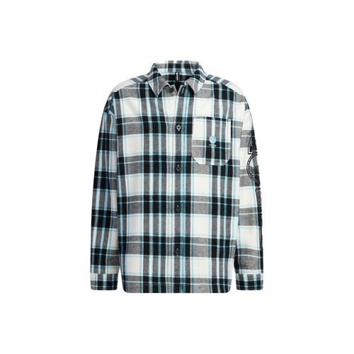 

adidas Plaid Stripe Print Shirt Jacket Men s Black Faded Blue L чёрный/синий