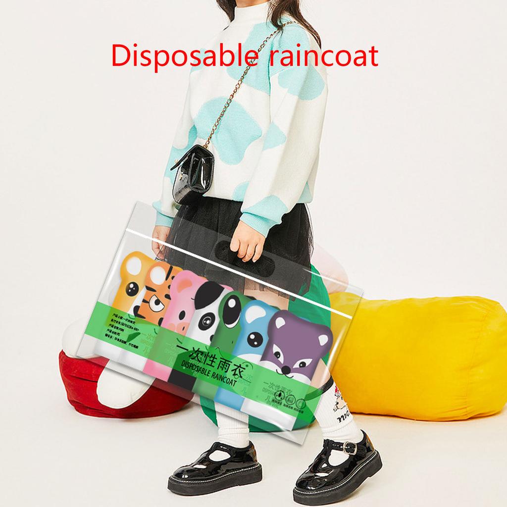 7pcs Disposables Raincoats Cartoon Thickened Rain Ponchos Children Portable Waterproof Outdoor Travel Onepiece Rain Wear