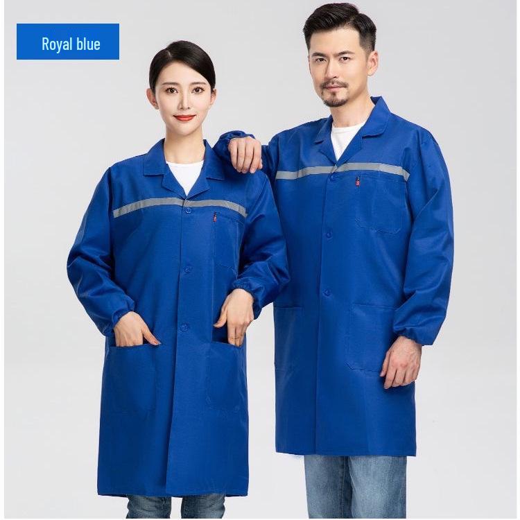 Modrá reflexní pruhovaná halena: Pracovní oděv odolný proti opotřebení s dlouhým rukávem a potiskem loga na zakázku