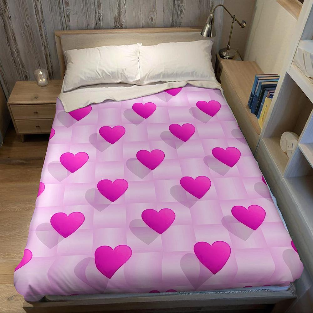 Fuchsia Hartjes Raster Flanellen Deken Warm Zacht Halloween Kerst Bank Warm Gezellig Decoratief Decor Cadeau voor Elk Seizoen