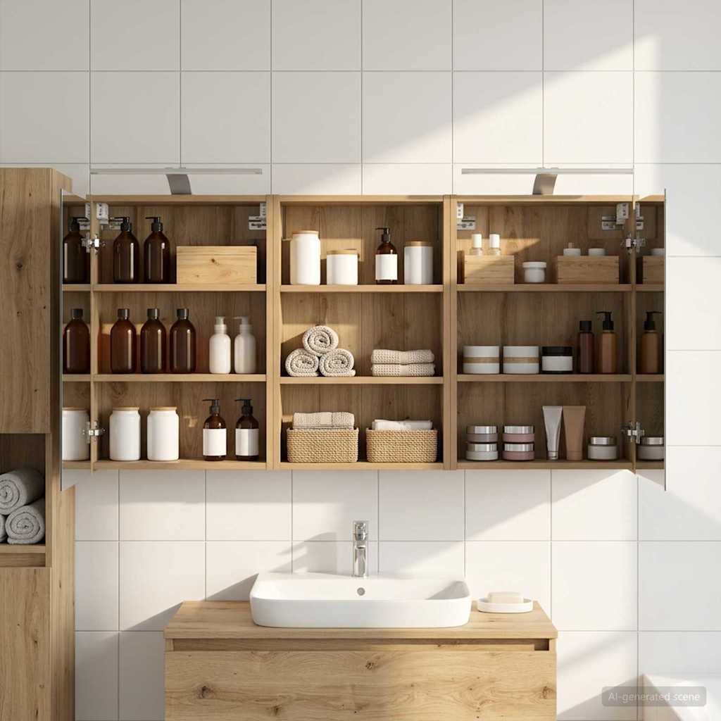 Bathroom Cabinet Set 3 Pcs 126 X 16 X 62.5 Cm Engineered Wood