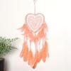 1Pc Bohemian Wedding Dream Catcher Pendant - Heart-shaped design with feathers and beads, romantic bedroom or living room decoration