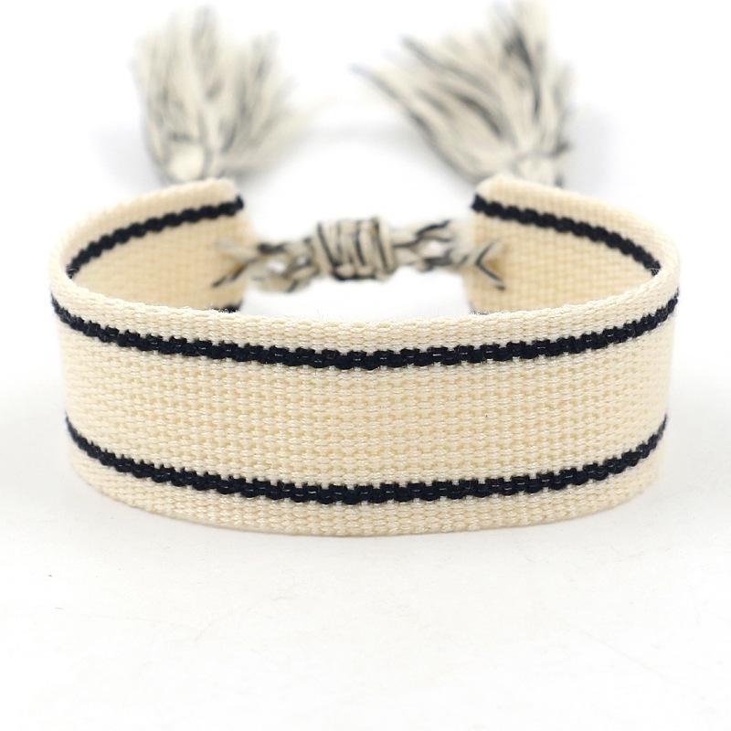 Ethnic Style Woven Bracelet with Embroidered Tassels - D Family DIY Promotion Wristband