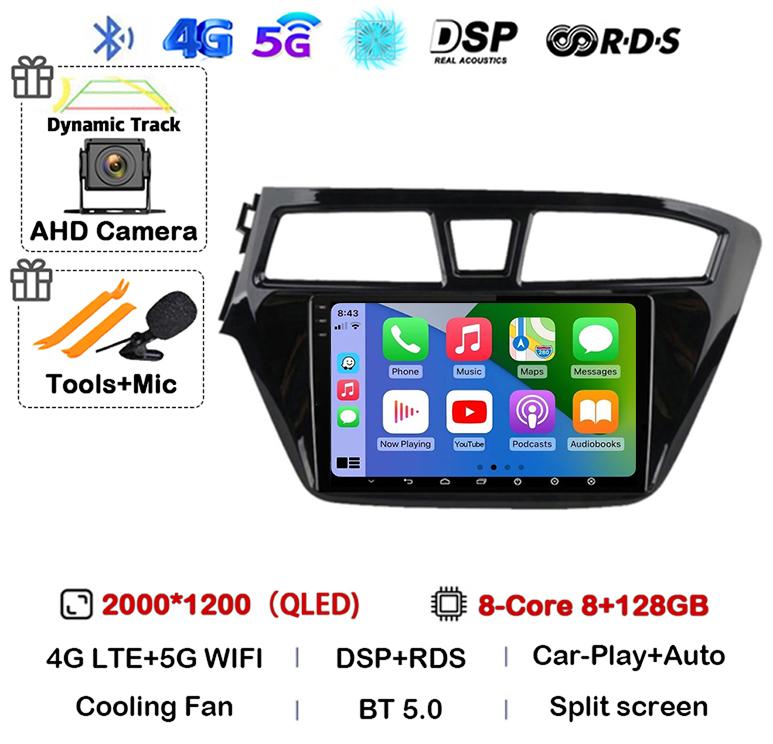 Android 14 Carplay Auto WIFI+4G For Hyundai I20 LHD 2015 2016 2017 2018 Car Radio Car Multimedia Player Stereo GPS NO 2 Din DVD