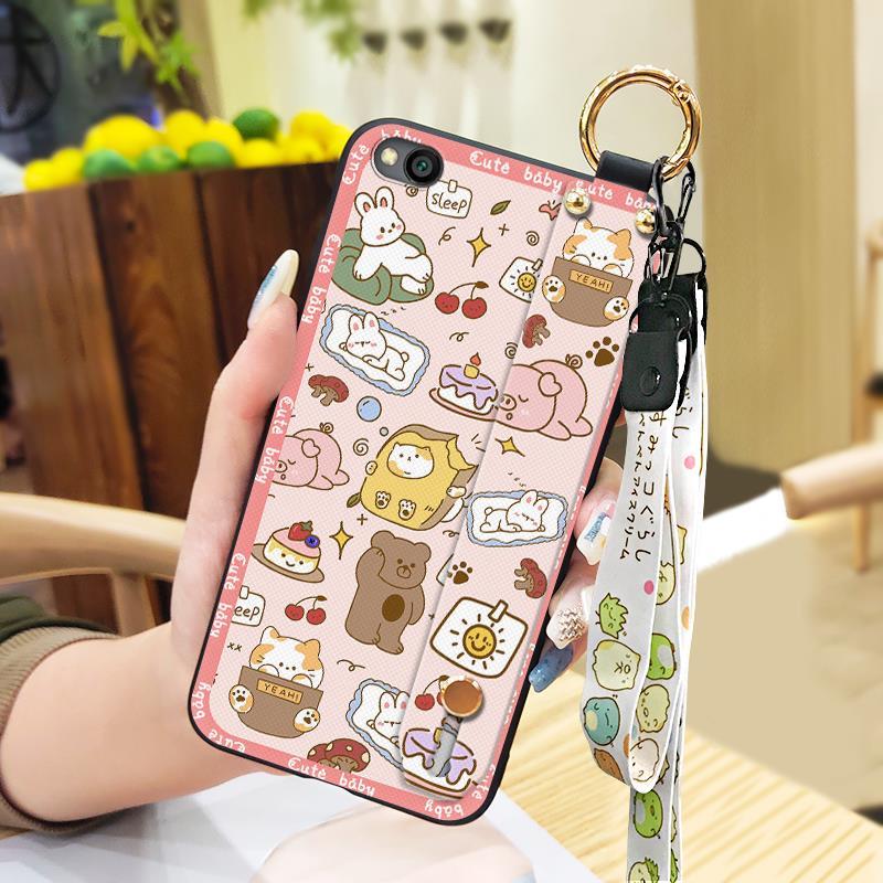 Anti-knock Back Cover Phone Case For Xiaomi Redmi GO Wrist Strap Durable Wristband Silicone Cute Waterproof Protective