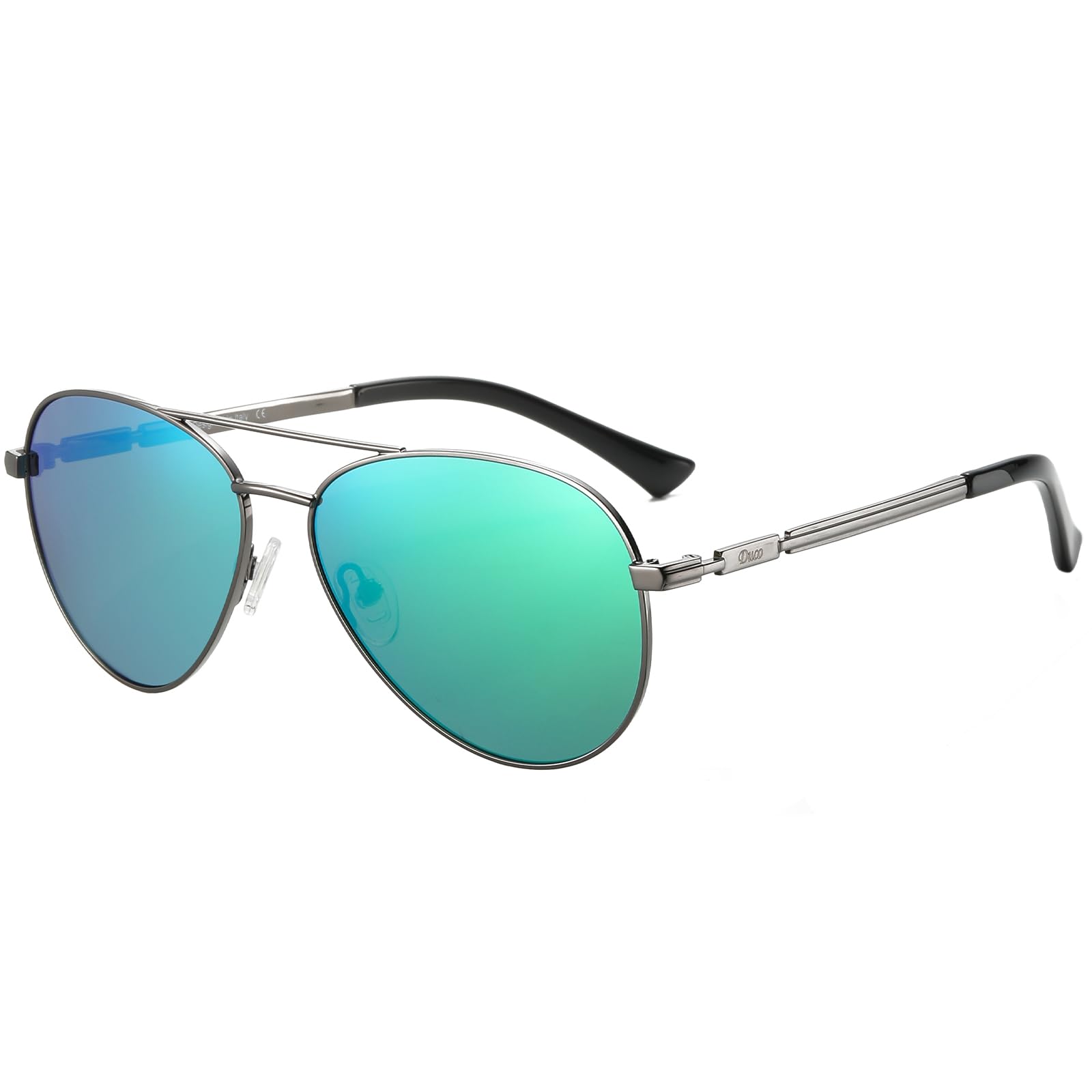 [DUCO] Men s Polarized Sunglasses, UV400, Aviator Style, Teardrop Design, for Fishing, Driving, etc. (Gray Frame, Green Lens) 3025K