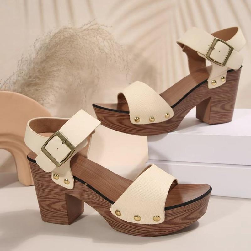 Summer Heeled Sandals Women 2025 New Plus Size Luxury Sandal Female Wedge Platform Medium Heel Fish Mouth Designers Ladies Shoes