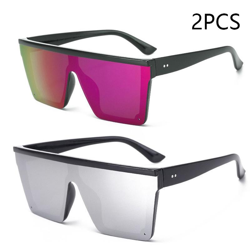 New Large-frame One-piece Sunglasses European And American Fashionable Square Frame Sunglasses For Women Colorful Glasses