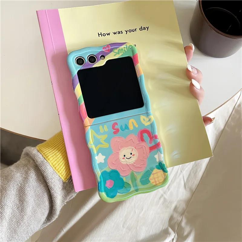 

Для Samsung Galaxy Z Flip 3 4 5 Чехол Красочный Цветочный Браслет Противоударная Задняя Крышка Для Samsung Z Flip3 Flip4 ZFlip5 For Z Flip 4