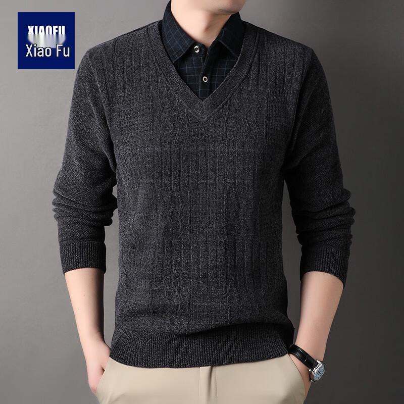 

Xiaofu Men s Thickened Fleece-Lined Round Neck Pullover Sweater XL