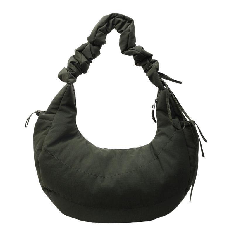 New simple shoulder bag large capacity drawstring pleated dumpling bag Japanese literary and artistic versatile portable messenger bag