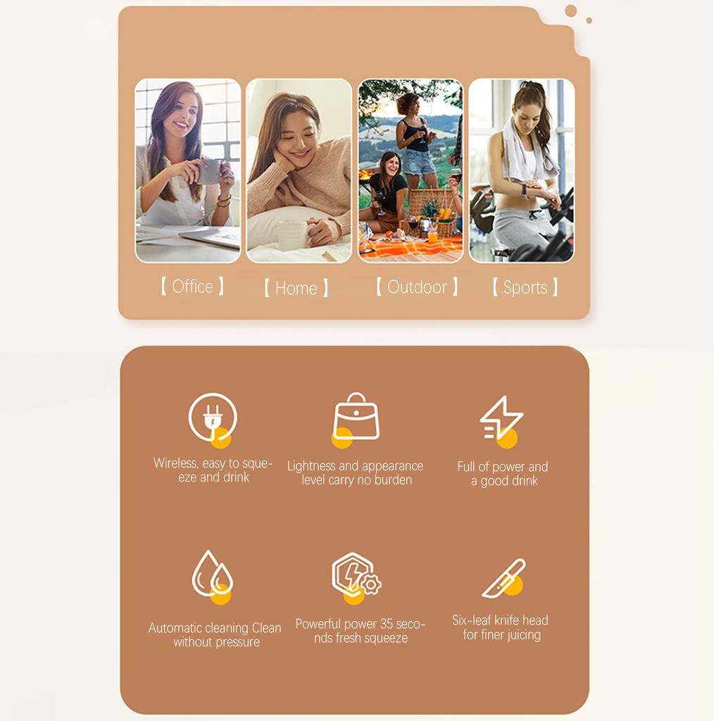 Electric Wireless Juices Blender Large Capacity Juicer Machines For Outdoor Activities