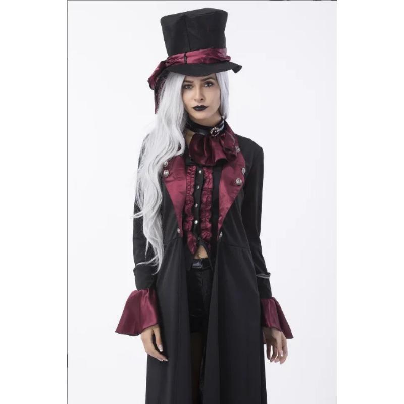 Halloween Horror Cosplay Costume 5-Piece Female Vampire Cloak Cap Top Shorts Halloween Street Costume Carnival Party Black Red
