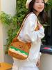 Soft Velvet Hamburger Bear Crossbody Bag With Embroidery For Daily Use