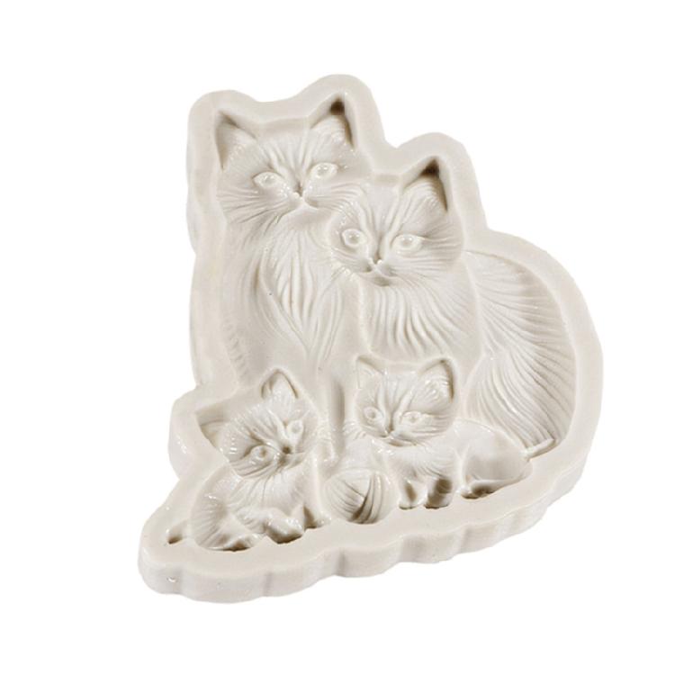 Cats Family of Four Silicone Molds Temperature Resistant Animal Candle Silicone Mould for Epoxy Resin Candle Soap Making