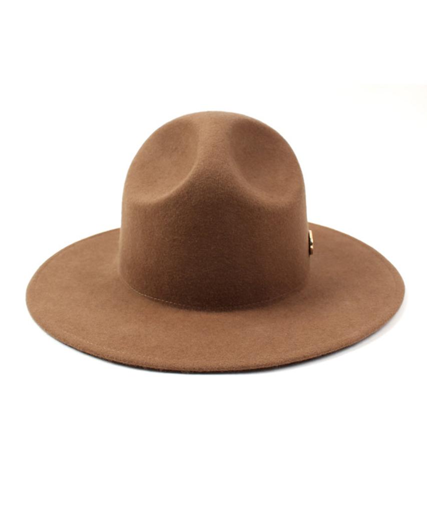 Yunibeosyeolkemiseuteuli Gold Metal Logo Y Wool Fedora Camel Metal Fedora