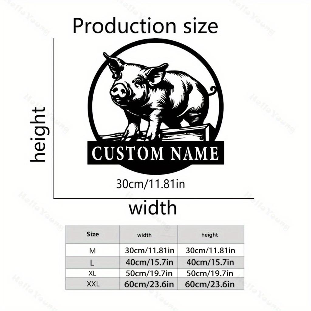 Customizable Metal Pig Silhouette Wall Art, Family Name Sign for Farmhouse, Home Garden Holiday Decor