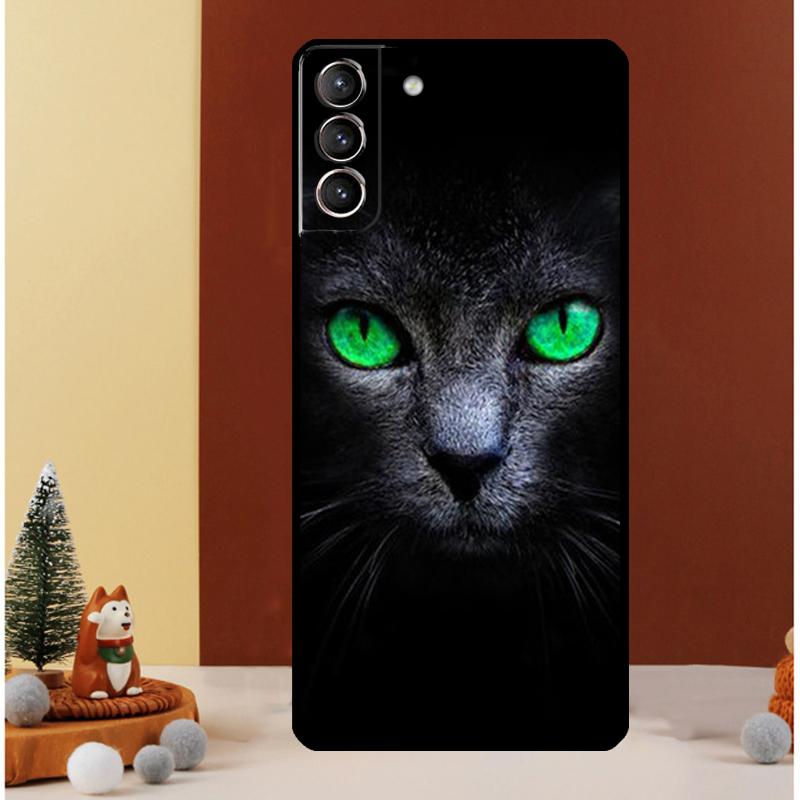 Black Cat Staring Eyes Case For Samsung Galaxy S24 Ultra S23 S22 S21 S20 FE Note 20 S8 S9 S10 Note 10 Plus Cover