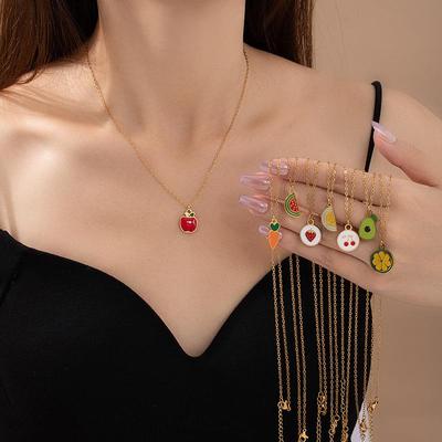 Stainless Steel Strawberry Cherry Necklace - Women's Luxury Clavicle Chain Jewelry