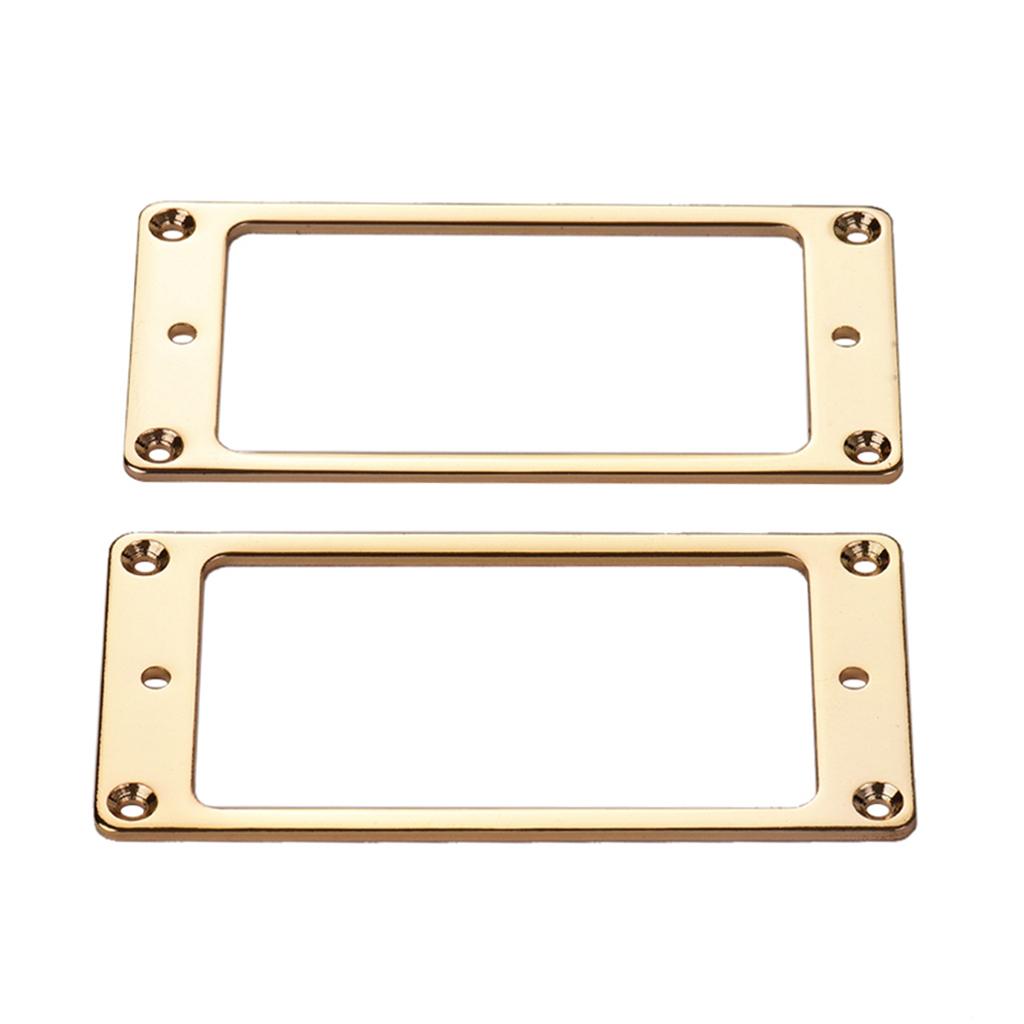 2Pcs Flat Aluminum Alloy Pickup Mounting Ring Set Bridge Neck Pickups Cover Frame Replacement Parts for Electric Guitar