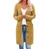 Solid Color Long Sleeve Women Cardigan Button Down Pockets Open Front Twist Sweater Coat Outerwear