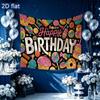 Gifts Candy Sweet Happy Birthday Party Banner, Multicolor Polyester Backdrop for Celebration & Photos