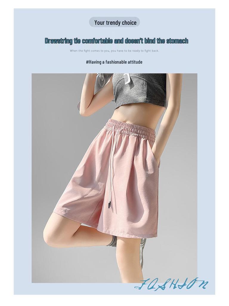 Women's 2025 Ice Silk High-Waisted Quick-Dry Wide-Leg Shorts