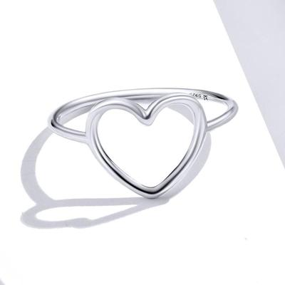 Simple Minimalist Heart Finger Rings for Women 925 Sterling Silver Wedding Jewelry
