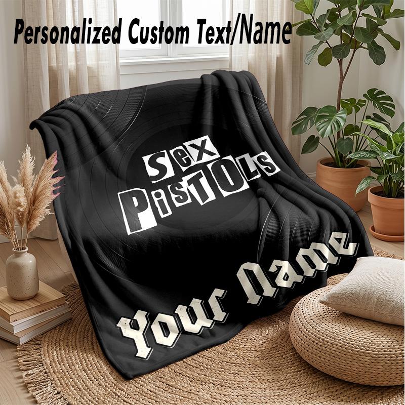 Sex Pistols Custom Flannel Throw Blanket Print Your Name Text Soft Warm Blanket Holiday Present