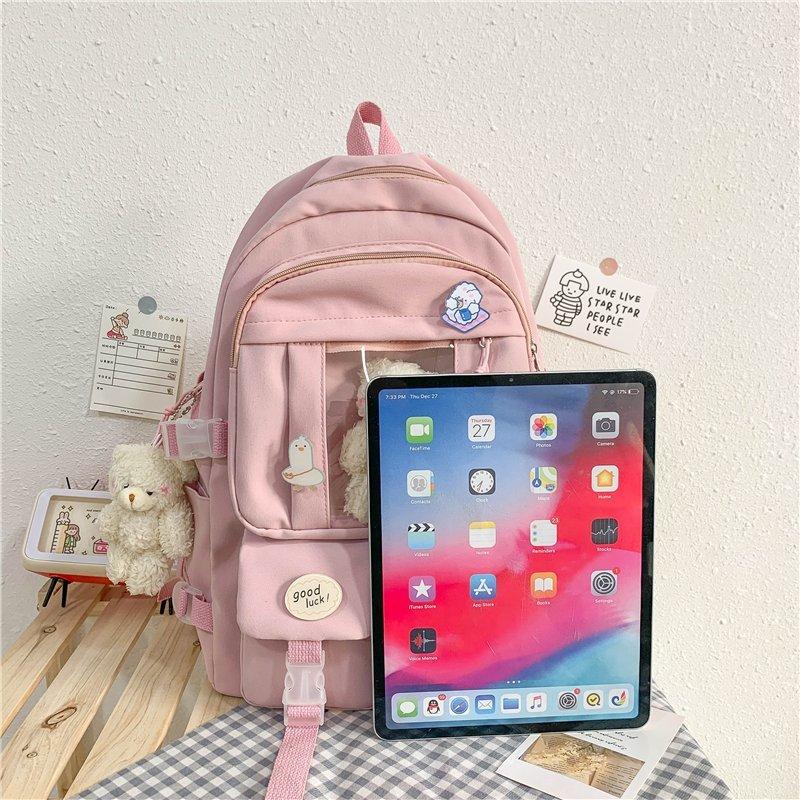Japansk High School Jenter Ryggsekk Skolevesker for Tenåringsjenter Flere Lommer Ny Kawaii Ryggsekk Kvinner Harajuku Søt Mochila