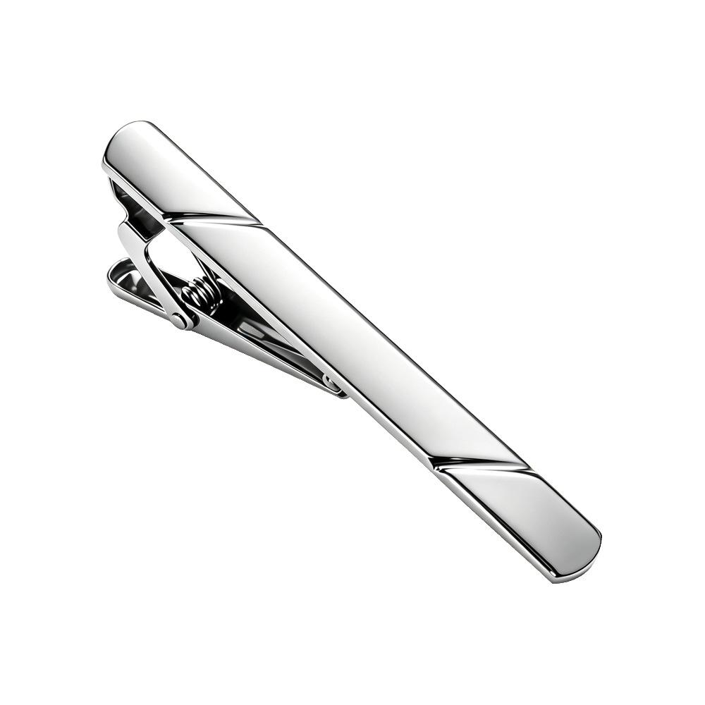 Men's Striped Electrophoretic Copper Tie Clip for Business Attire
