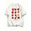New Style Fashions Strawberry Printed Round Neck T-shirt Summer Cotton Casual Short Sleeved Breathable T-shirt Unisex's Clothing