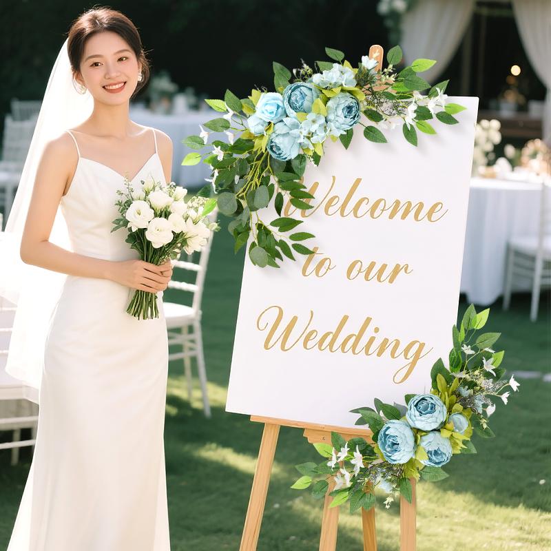 Künstlicher Blumenkranz für Haustür, Hochzeitsbogen, Gartenparty, Tisch-Wanddekoration, Rosentürdekoration, Hängekranz, Wandde