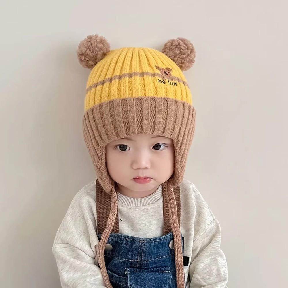 Earflap Design Kids Winter Hat Elastic Babies Knitted Cap New Children Beanie  Outdoor Play