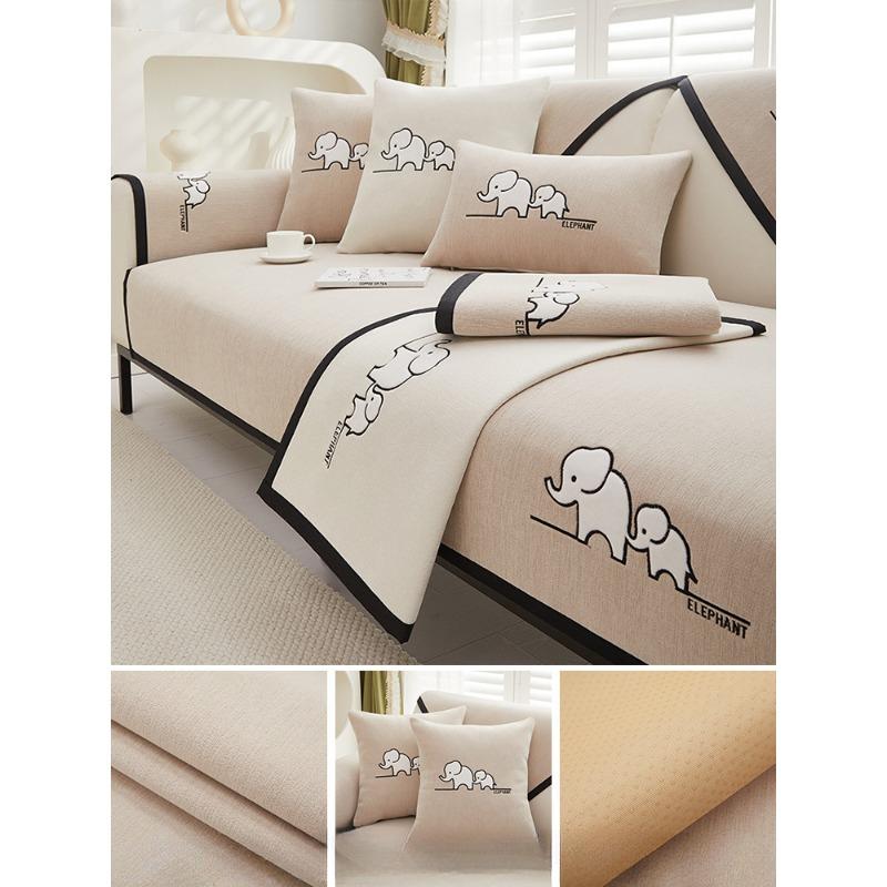 Chenille Sofa Cushion Four Seasons Universal Simple Modern Non-slip Cushion New Sofa Cover Backrest Towel Cover Panda