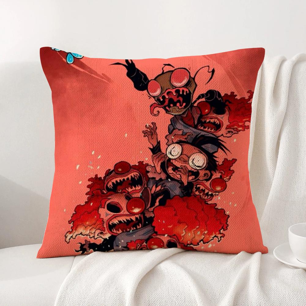 I-Invader Z-Zim Cushion Cover Summer Coolness Linen Fabric Double-Sided Printing Pillow Case Sofa Home Decor Gift