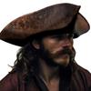1 ks Pirátský třírohý klobouk Vhodný pro Cosplay a Tematické Párty - Elegantní Styl Koženky Odolný Kostýmový Doplněk Vintage Hnědý Efekt Opotřebení