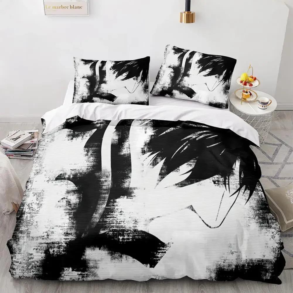 

Комплект постільної білизни Зошит смерті Single Twin Full Queen King Size Bed Set Дорослі Дитяча спальня Підодіяльники 3D-друк Аніме Зошит смерті EU Double 200x200cm