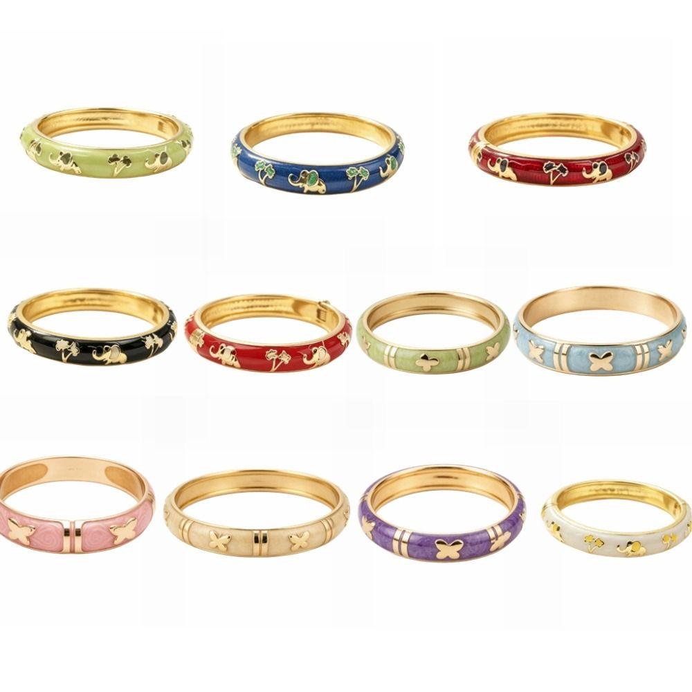 Colorful Butterfly Crystal Bracelet Enamel Girl's Hand Bracelet Children Flower Bangle Birthday